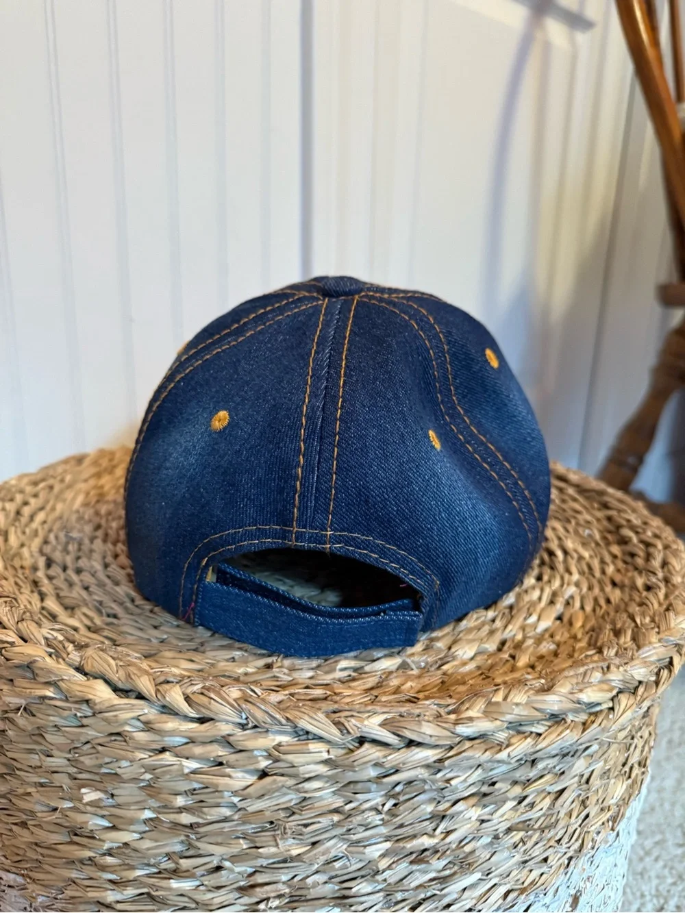 Denim Baseball Cap with Rhinestone American Flag - NWOT